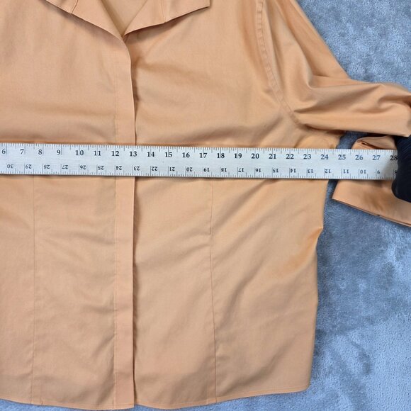 Chico's Shirt Womens 4 XXL Peach No-Iron Cotton Hidden Placket Collared Blouse - Picture 5 of 11